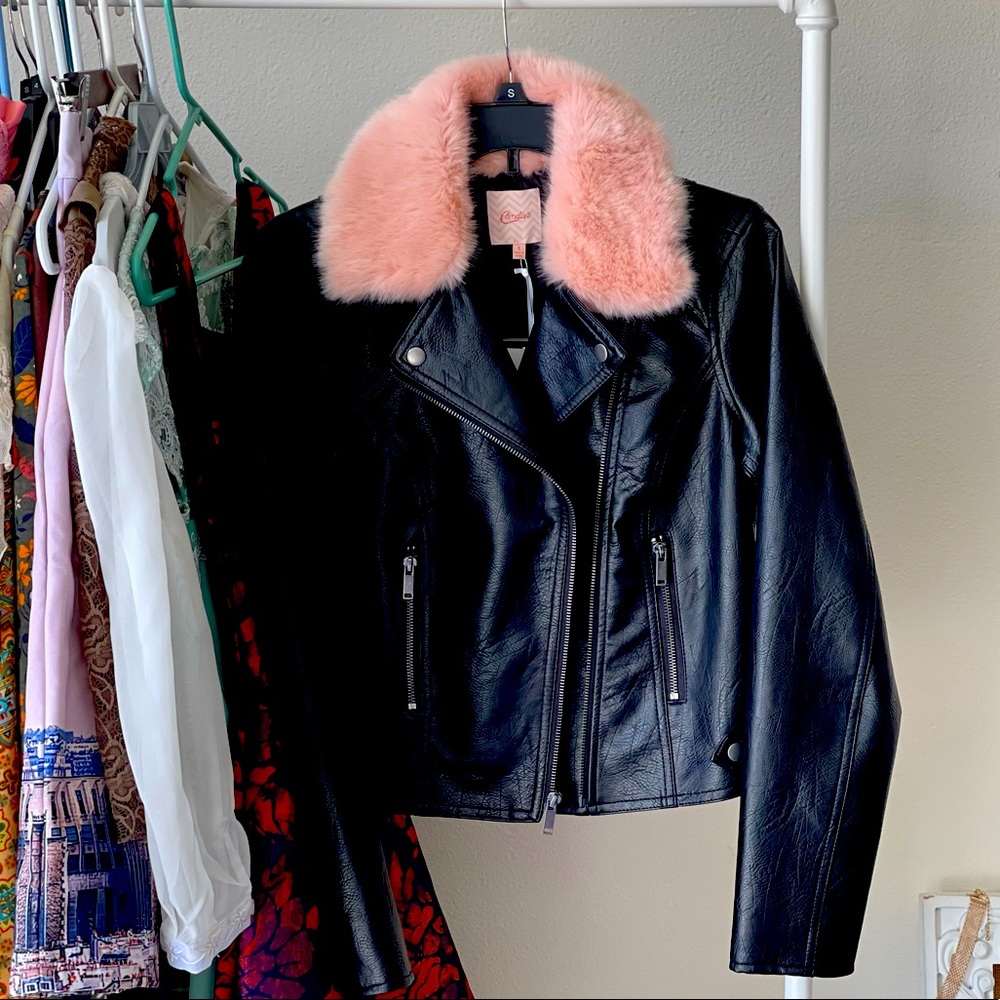 Candies new with tags Moto faux fur collar jacket